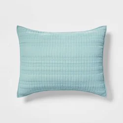 Standard Lofty Velvet Quilt Sham Light Teal Blue - Threshold™: OEKO-TEX Certified, Polyester, Machine Washable
