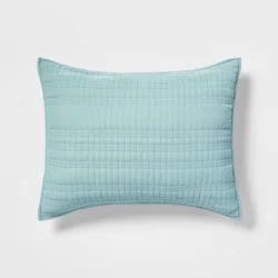 Standard Lofty Velvet Quilt Sham Light Teal Blue - Threshold™: OEKO-TEX Certified, Polyester, Machine Washable