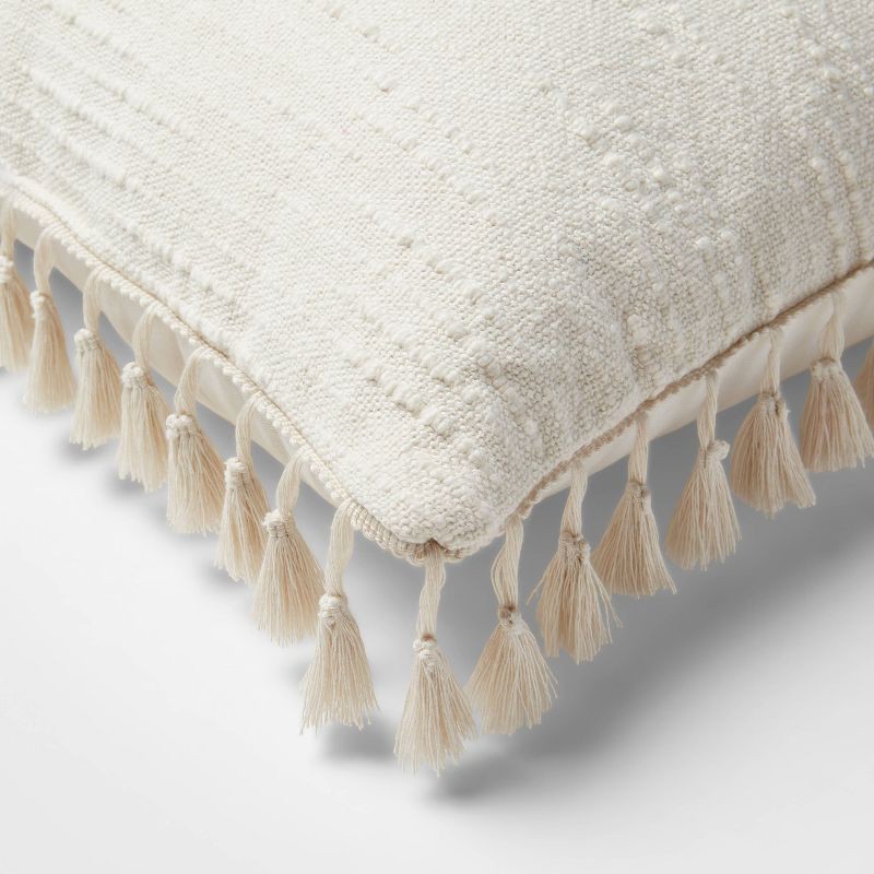 slide 4 of 4, Euro Textured Slub Tassel Decorative Throw Pillow Natural - Threshold™, 1 ct