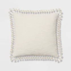 Euro Textured Slub Tassel Decorative Throw Pillow Natural - Threshold™