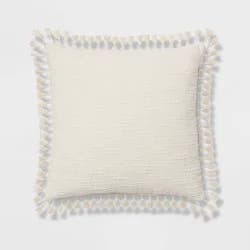 Euro Textured Slub Tassel Decorative Throw Pillow Natural - Threshold™