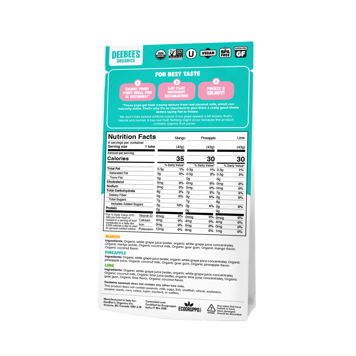 slide 5 of 5, DEEBEES ORGANIC GELATO POPS /, 8 ct, 1.35 oz