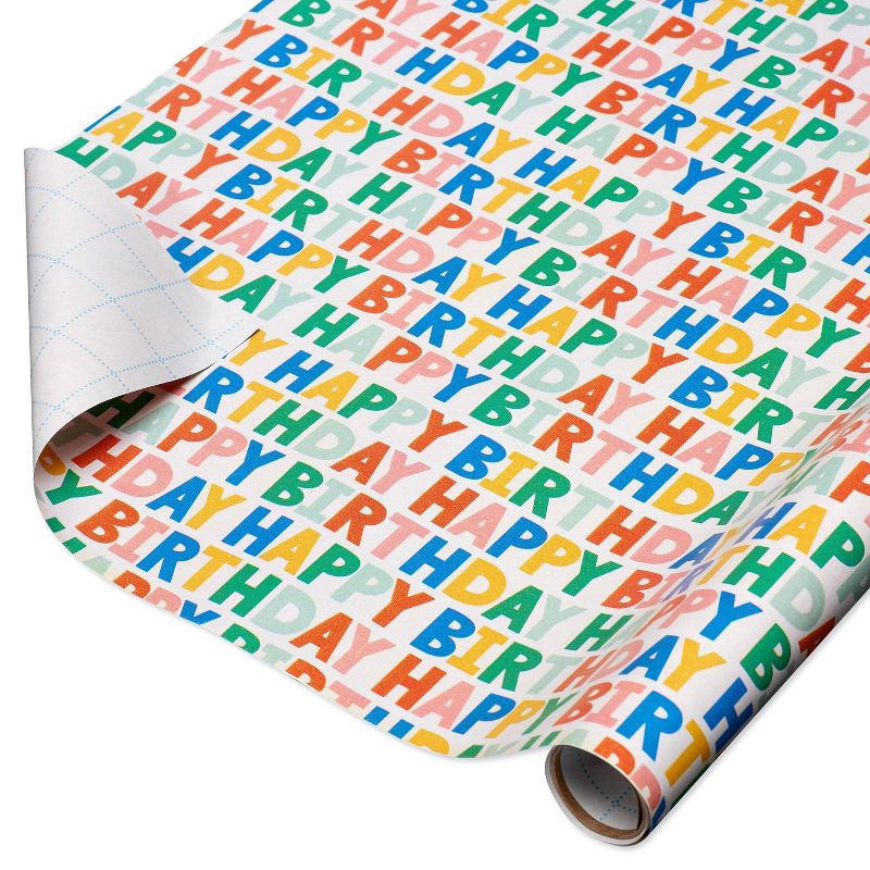 slide 2 of 3, Carlton Cards 20 Sq Ft Happy Birthday Shadow Wrapping Paper - Spritz™, 20 sq ft