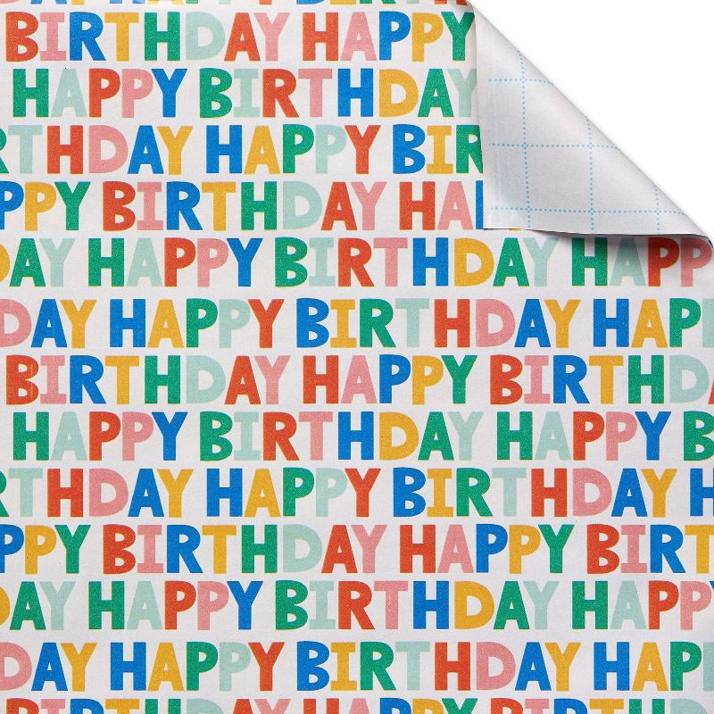 slide 3 of 3, Carlton Cards 20 Sq Ft Happy Birthday Shadow Wrapping Paper - Spritz™, 20 sq ft