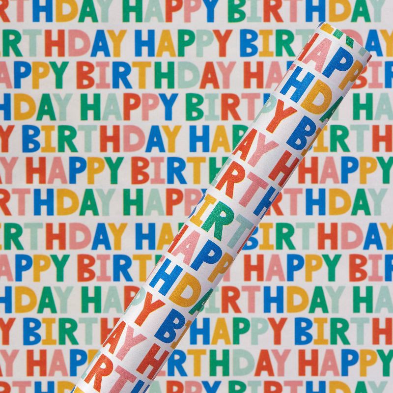 slide 1 of 3, Adult Happy Birthday Shadow Roll Gift Wrap - Spritz™, 1 ct