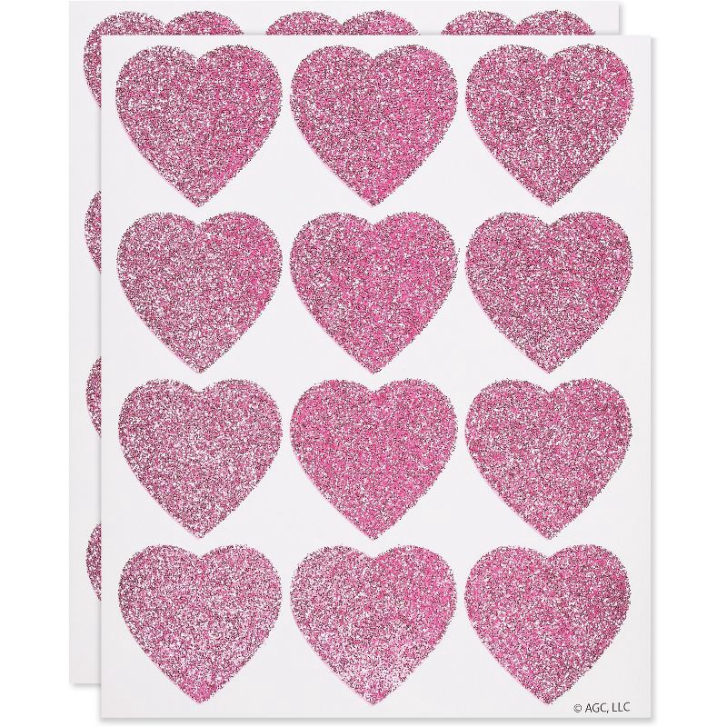 slide 2 of 3, 24ct Pink Heart Sticker Sheets: Carlton Cards Valentine's Day Glitter Stickers, 2 Sheets, Holiday Theme, All Ages, 24 ct