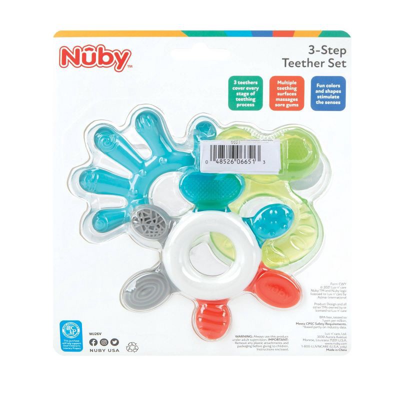 slide 6 of 6, Nuby 3pk 3 Stage Teether Set, 3 ct
