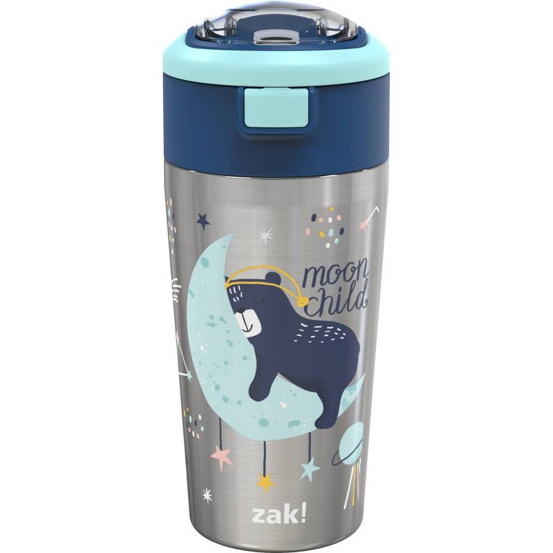 Zak Designs Double Wall Stainless Steel Straw Bottle - Moon Bear - 12oz -  for sale online