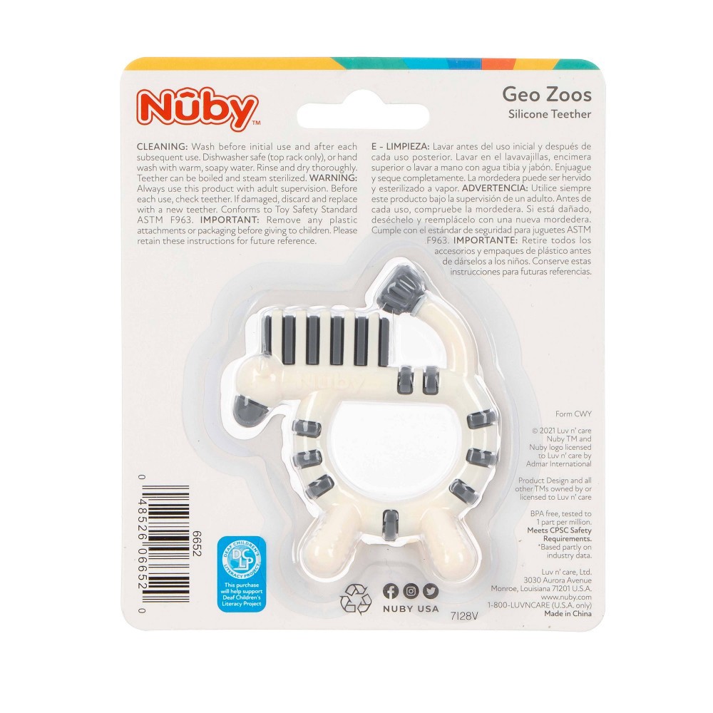 slide 4 of 7, Nuby Teether - Geonimal Zebra, 1 ct