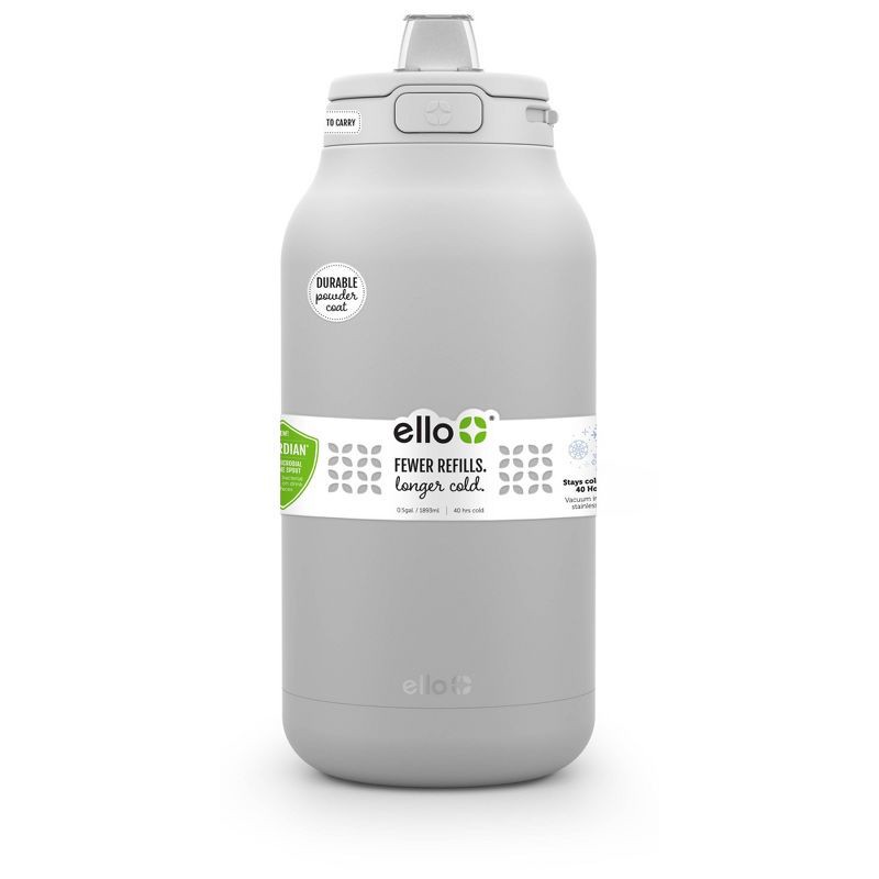 slide 1 of 8, Ello 64oz Hydra Stainless Steel 1/2 Gallon Jug - Gray: BPA-Free, Vacuum-Insulated Water Jug, Dishwasher-Safe Parts, 64 oz, 1/2 gal