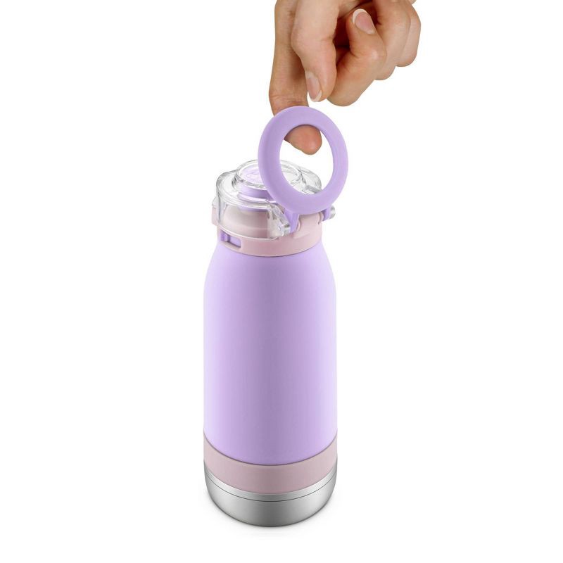 slide 4 of 6, Ello 14oz Stainless Steel Emma Kids' Water Bottle Purple: Insulated, BPA-Free, Locking Lid, Dishwasher-Safe, Toddler-Friendly, 14 oz