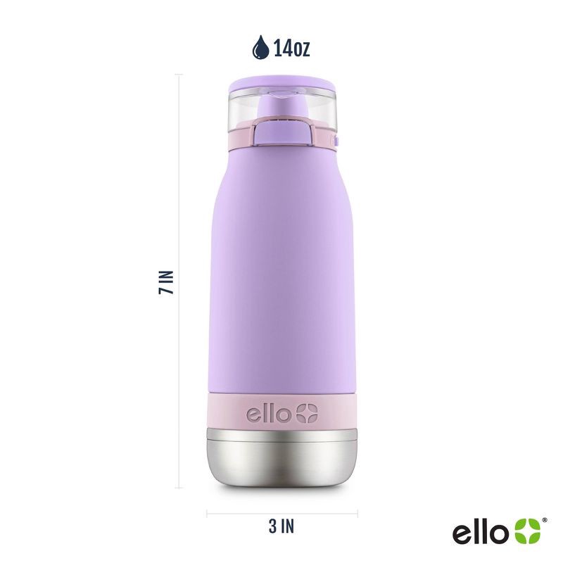 slide 6 of 6, Ello 14oz Stainless Steel Emma Kids' Water Bottle Purple: Insulated, BPA-Free, Locking Lid, Dishwasher-Safe, Toddler-Friendly, 14 oz