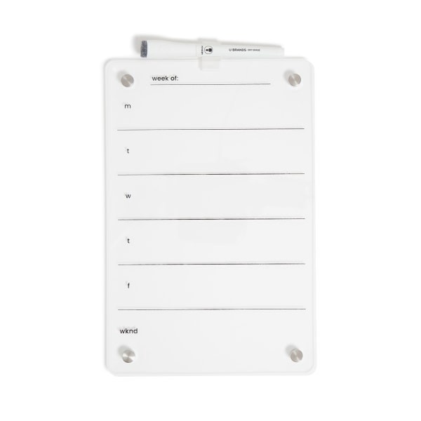 slide 7 of 7, U Brands Acrylic Magnetic Mount Dry-Erase Weekly Calendar Board, 8"" X 12"", Clear, 1 ct
