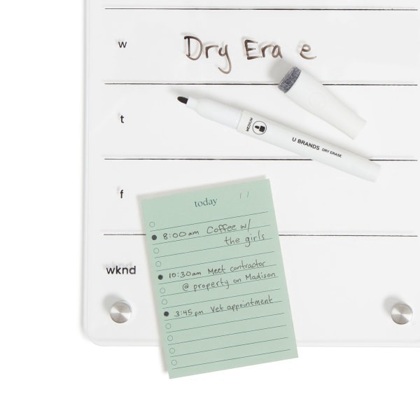 slide 3 of 7, U Brands Acrylic Magnetic Mount Dry-Erase Weekly Calendar Board, 8"" X 12"", Clear, 1 ct