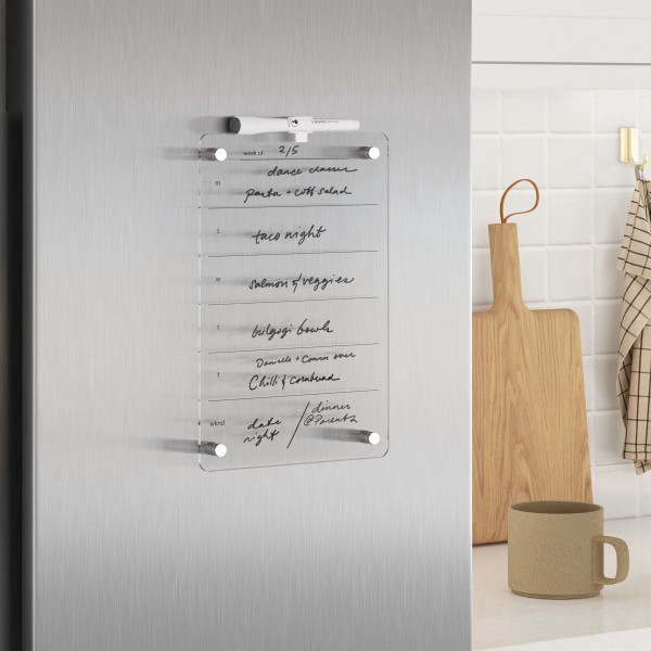 slide 5 of 7, U Brands Acrylic Magnetic Mount Dry-Erase Weekly Calendar Board, 8"" X 12"", Clear, 1 ct