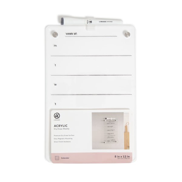 slide 1 of 7, U Brands Acrylic Magnetic Mount Dry-Erase Weekly Calendar Board, 8"" X 12"", Clear, 1 ct