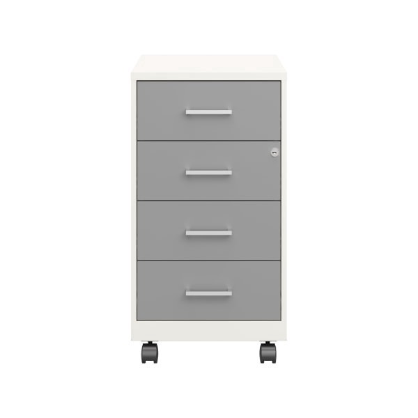 slide 2 of 6, SOHO Space Solutions Soho 18"" Deep 4 Drawer Metal Mobile Organizer, 4 Box Drawers, Locking- Pearl White/Arctic Silver, 1 ct