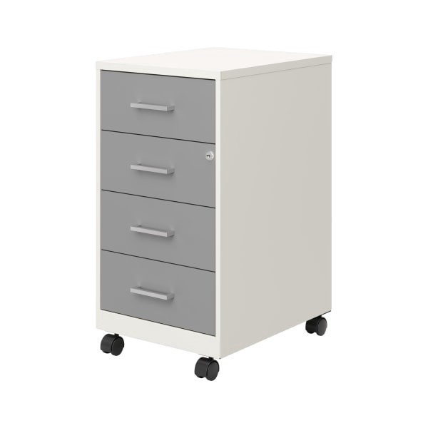slide 5 of 6, SOHO Space Solutions Soho 18"" Deep 4 Drawer Metal Mobile Organizer, 4 Box Drawers, Locking- Pearl White/Arctic Silver, 1 ct