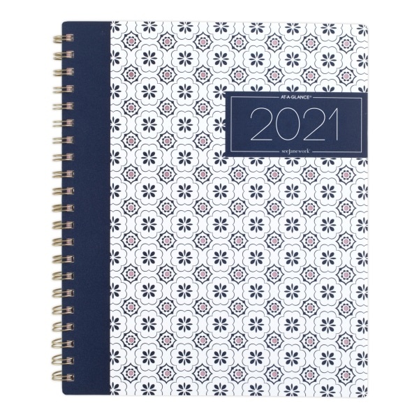 slide 1 of 6, See Jane Work Weekly/Monthly Planner, 8-1/2'' X 11'', Navy/White, January To December 2021, Sj107-905, 1 ct