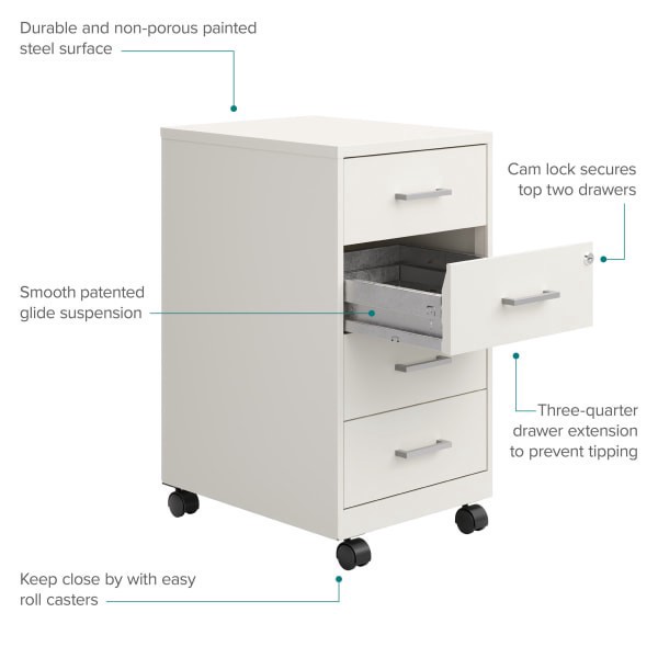 slide 6 of 8, SOHO Space Solutions Soho 18"" Deep 4 Drawer Metal Mobile Organizer, 4 Box Drawers, Locking, 1 ct