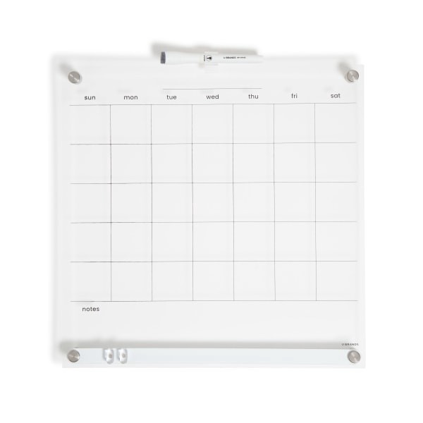 slide 6 of 7, U Brands Acrylic Monthly Calendar Dry-Erase Board With Magnetic Bulletin Bar, 16"" X 16"", Clear, 1 ct