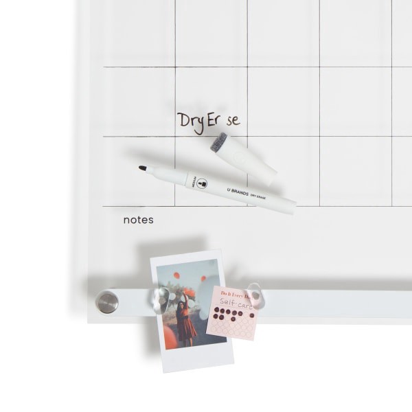 slide 4 of 7, U Brands Acrylic Monthly Calendar Dry-Erase Board With Magnetic Bulletin Bar, 16"" X 16"", Clear, 1 ct