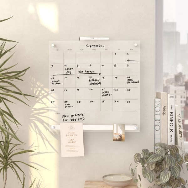 slide 5 of 7, U Brands Acrylic Monthly Calendar Dry-Erase Board With Magnetic Bulletin Bar, 16"" X 16"", Clear, 1 ct