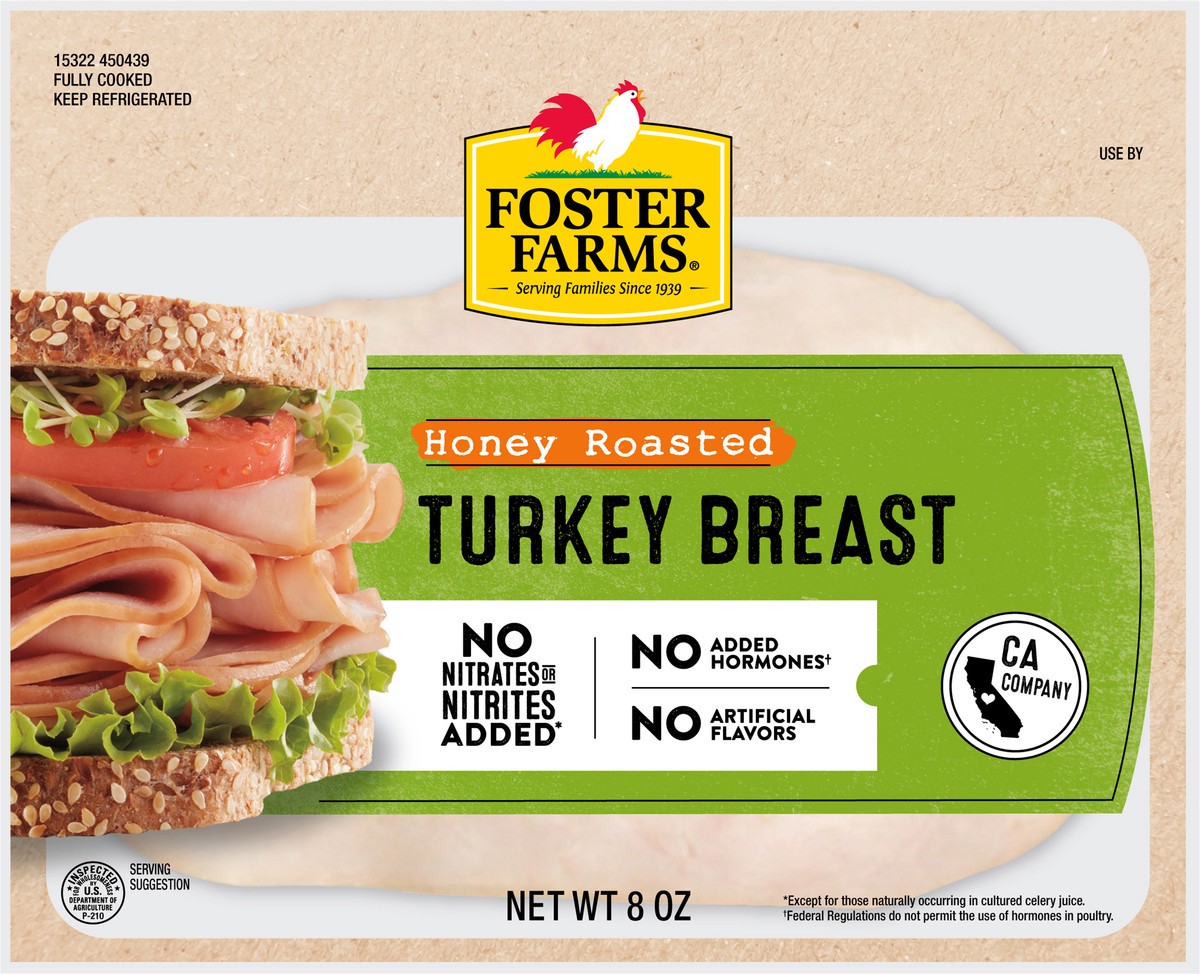 slide 2 of 2, Foster Farms Honey Roasted Turkey Breast Deli Meat - 8oz, 8 oz