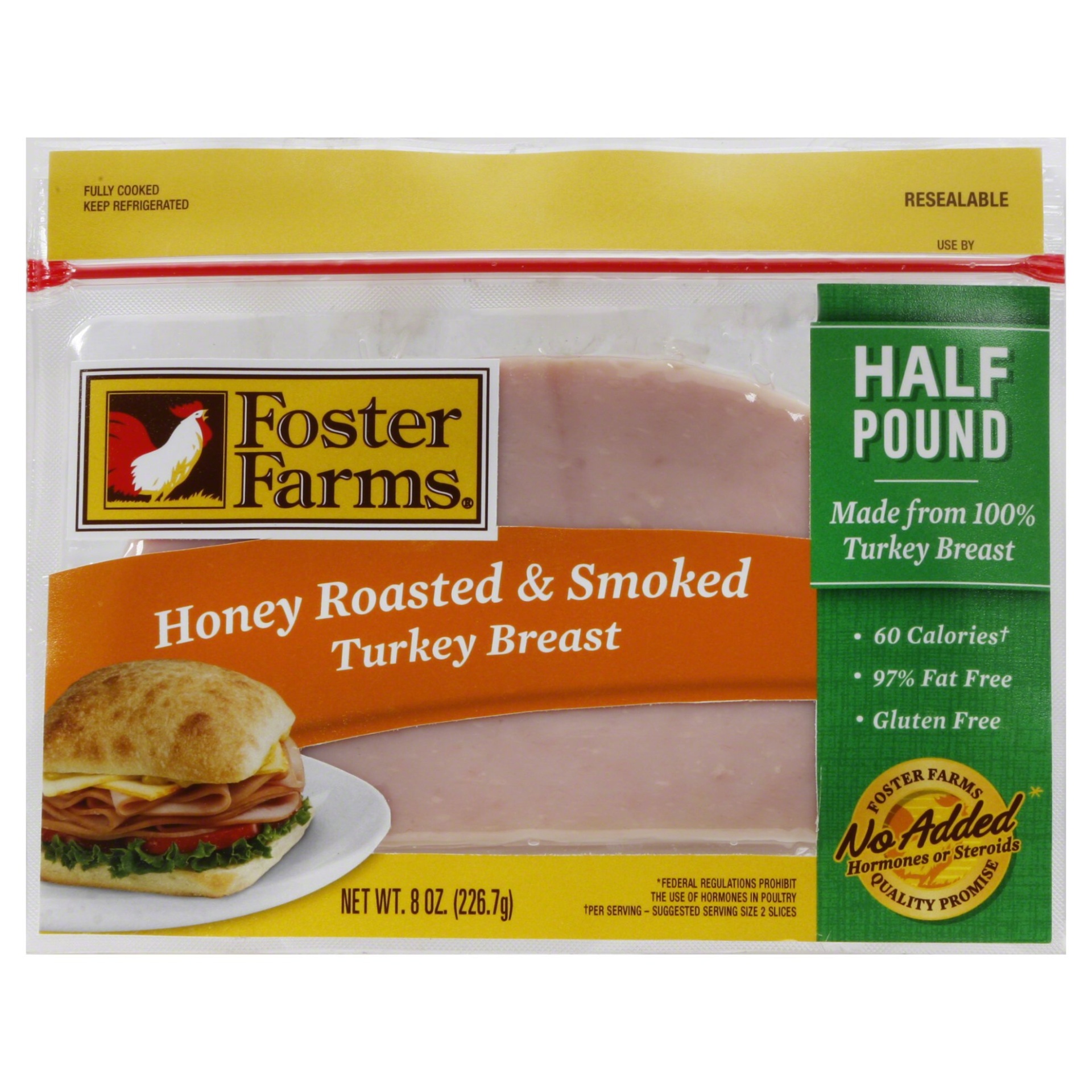 slide 1 of 1, Foster Farms Honey Roasted & Smoked Turkey Breast, 8 oz
