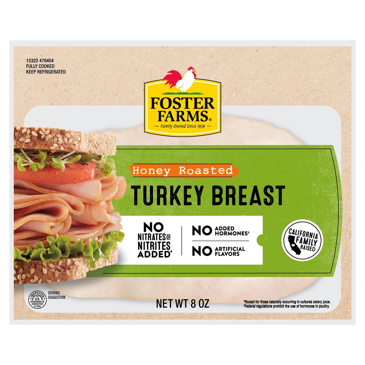 slide 1 of 1, Foster Farms Honey Roasted & Smoked Turkey Breast, 8 oz