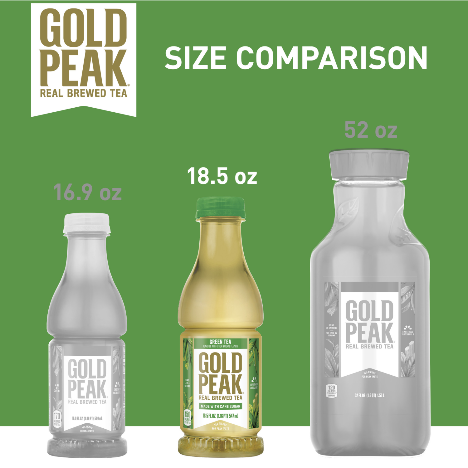 slide 3 of 8, Gold Peak Sweetened Green Tea Bottle, 18.5 fl oz, 18.5 fl oz