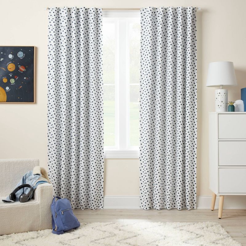 slide 2 of 5, 42"W x 84"L Dot Kids' Curtain Blackout Window Curtain Panel Navy - Pillowfort™, 1 ct