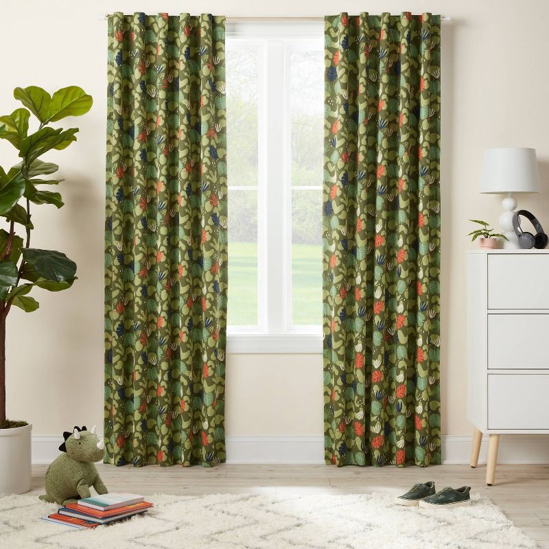 slide 2 of 5, 42"W x 84"L Dinosaur Kids' Blackout Window Curtain Panel - Pillowfort™, 1 ct