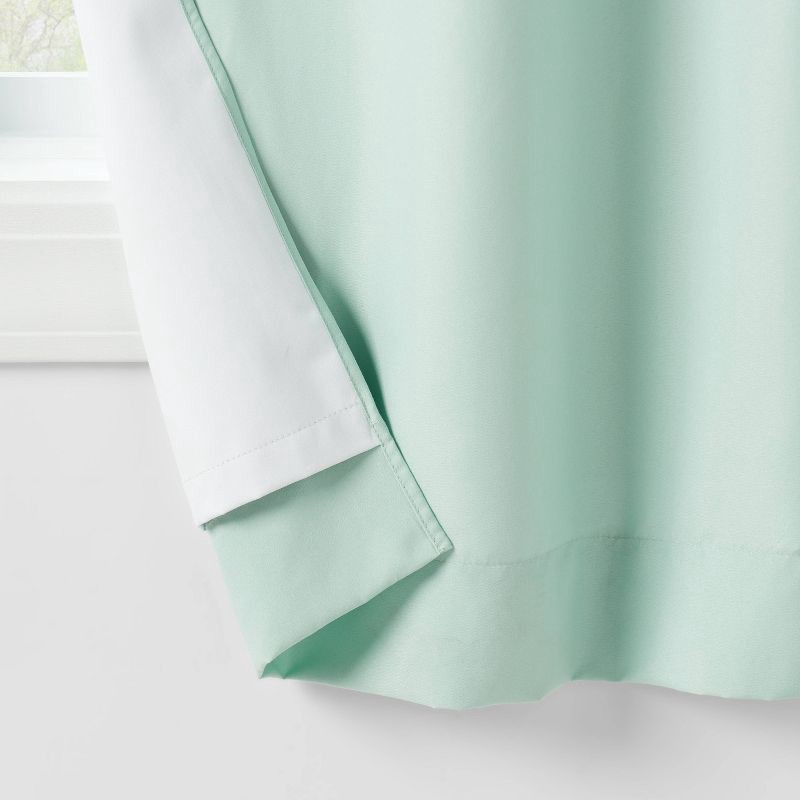 slide 4 of 5, 42"W x 84"L Ruffle Kids' Blackout Window Curtain Panel Mint Green - Pillowfort™, 1 ct