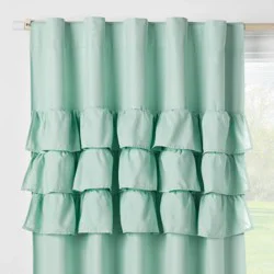 42"W x 84"L Ruffle Kids' Blackout Window Curtain Panel Mint Green - Pillowfort™