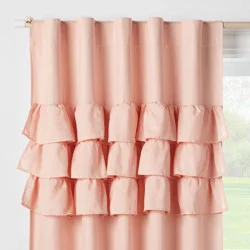 42"W x 84"L Ruffle Kids' Blackout Window Curtain Panel Pink - Pillowfort™