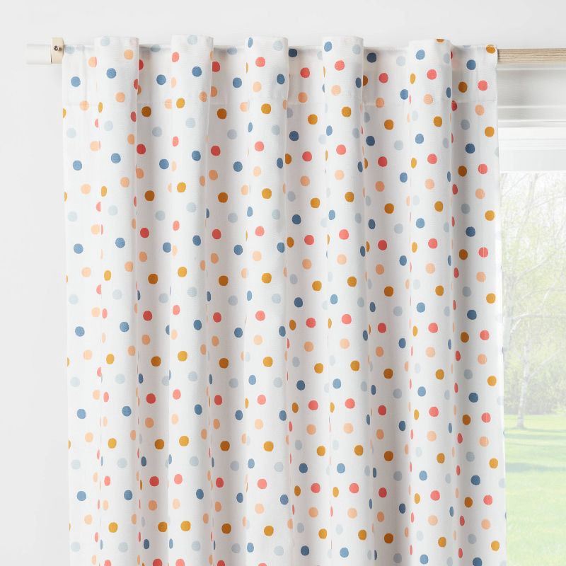 slide 1 of 5, 42"W x 84"L Dot Kids' Curtain Blackout Window Curtain Panel White - Pillowfort™, 1 ct
