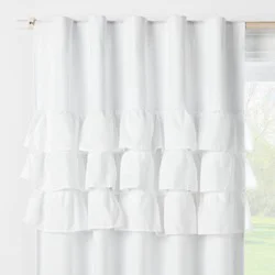 42"W x 84"L Ruffle Kids' Blackout Window Curtain Panel White - Pillowfort™