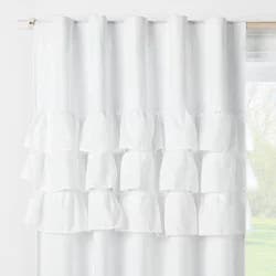 42"W x 84"L Ruffle Kids' Blackout Window Curtain Panel White - Pillowfort™