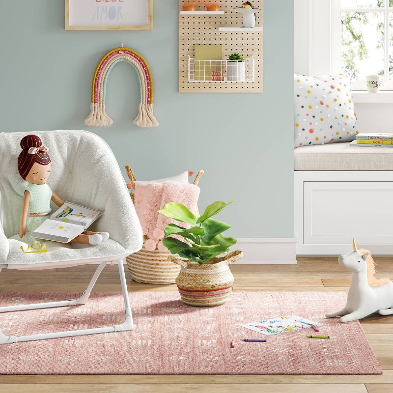 slide 2 of 4, 4'x5'6" Vintage Kids' Rug Pink - Pillowfort™, 1 ct