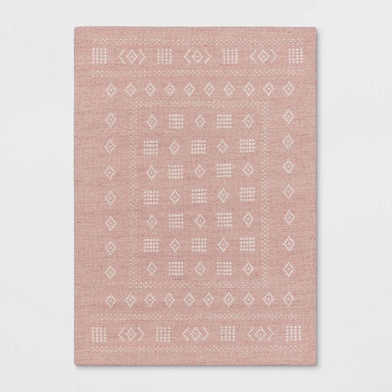 slide 1 of 4, 4'x5'6" Vintage Kids' Rug Pink - Pillowfort™, 1 ct