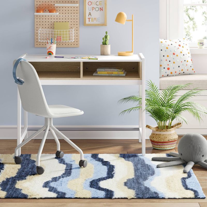 slide 2 of 4, 4'x6' Waves Area Kids' Rug Blue/Green - Pillowfort™: Tufted High Pile, Skid-Resistant, OEKO-TEX Certified, 1 ct