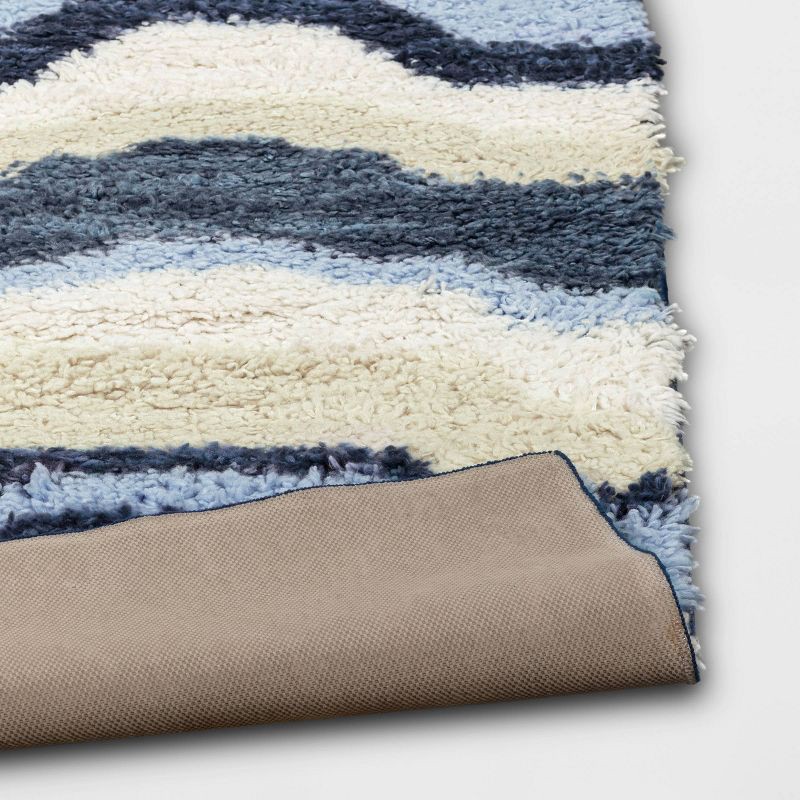 slide 4 of 4, 4'x6' Waves Area Kids' Rug Blue/Green - Pillowfort™: Tufted High Pile, Skid-Resistant, OEKO-TEX Certified, 1 ct