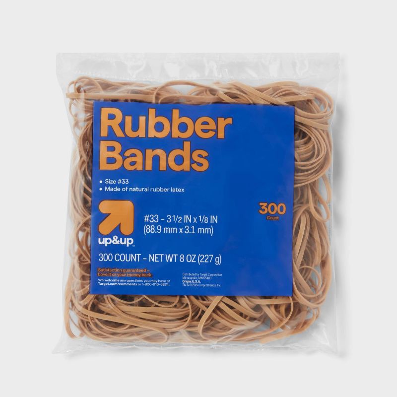 slide 1 of 5, Rubberband 300ct Size 33 3-1/2''x 1/8'' Tan - up&up™: Office Stationery, Beige, Rubber Material, Clips & Fasteners, 300 ct