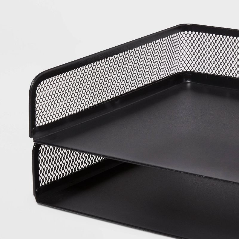 Mesh Stacking Letter Tray with Wide Side Opening Black Brightroom 1