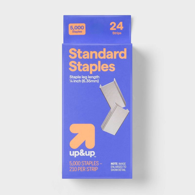 slide 1 of 3, 5000 Standard Staples - up&up™: Staple Refills for Stapler, Metallic Silver, 5000 Count, 5000 ct