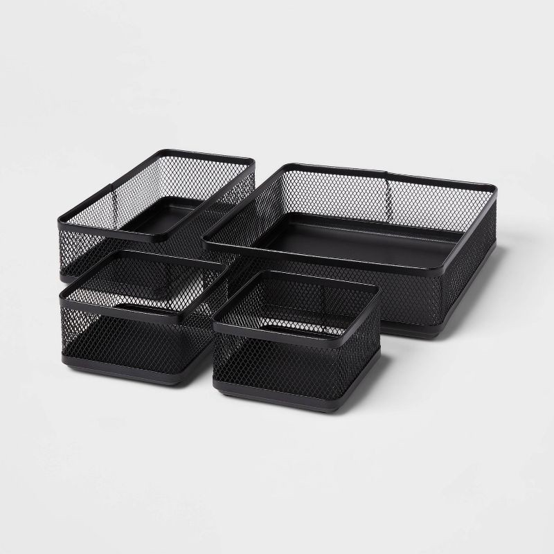 slide 3 of 3, Mesh Desk Organizer Black - Brightroom™: Steel Office Supplies & Desk Drawer Organizers, 8"x8"x4.5", 1 ct