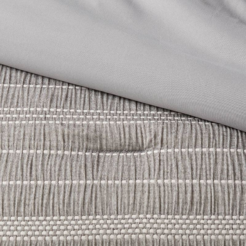 slide 4 of 10, 12pc King Chambray Matelasse Stripe Comforter & Sheet Bedding Set Gray - Threshold™: Polyester, OEKO-TEX Certified, Woven, 12 ct