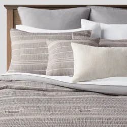 12pc King Chambray Matelasse Stripe Comforter & Sheet Bedding Set Gray - Threshold™: Polyester, OEKO-TEX Certified, Woven