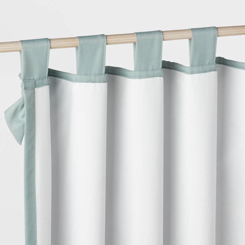slide 5 of 5, 42"W x 84"L Tie Top Embellished Kids' Blackout Window Curtain Panel with Ties Green - Pillowfort™, 1 ct